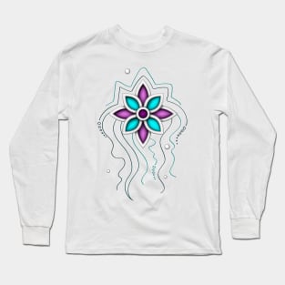 Endless Texture with Mustycal Cosmic Flowers Long Sleeve T-Shirt